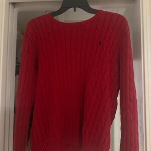Ralph Lauren Red Cable Knit Sweater